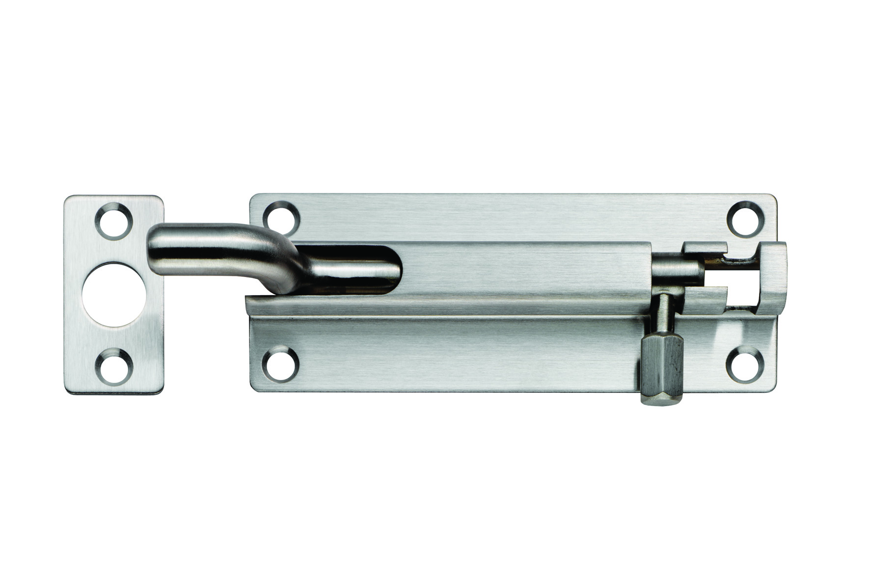 BBT1100CR/SSS 001 Eurospec 80 x 38mm Cranked Barrel Bolt - Satin Stainless Steel - Image 1