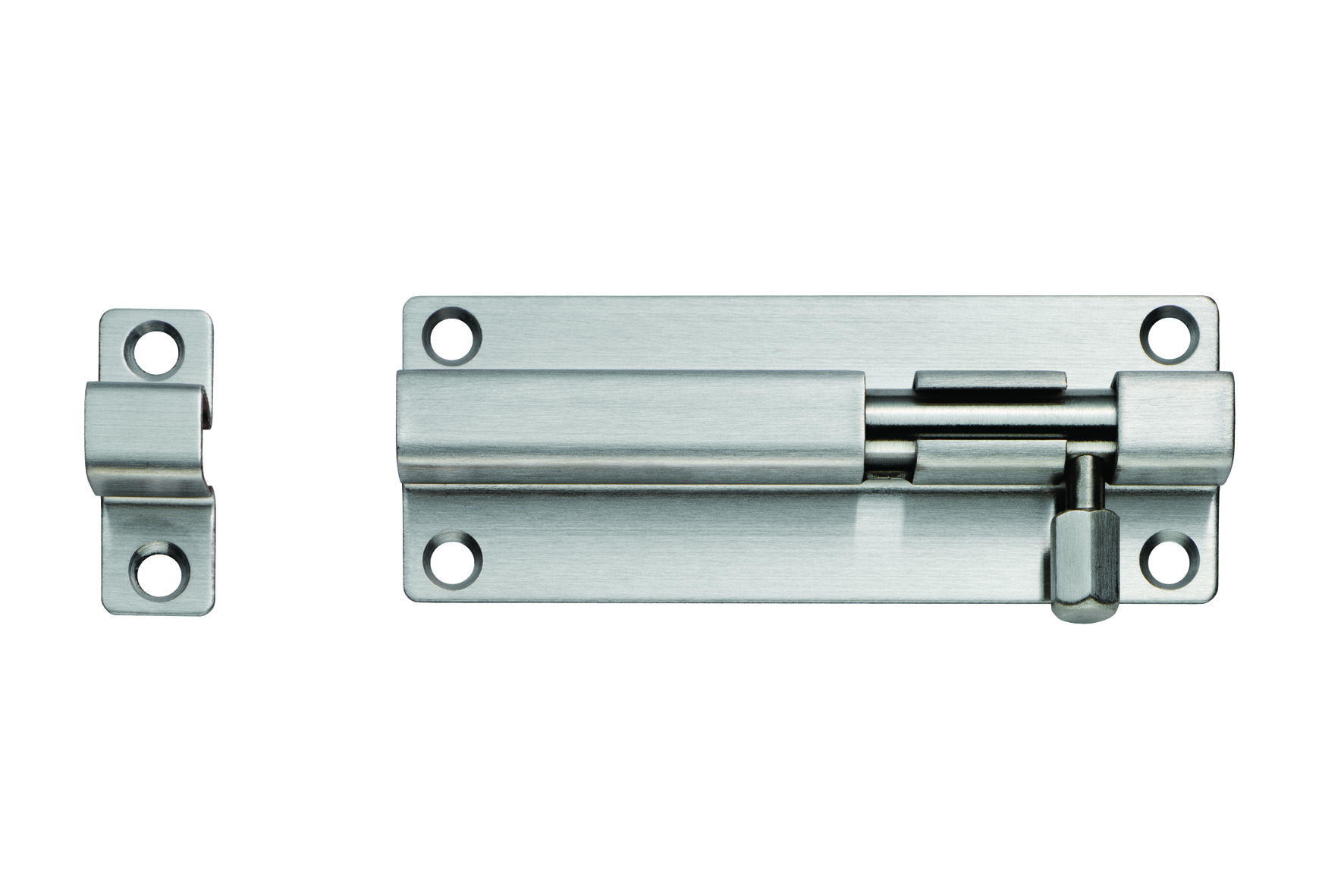 BBT1100SSS 001 Eurospec 80 x 38mm Straight Barrel Bolt - Satin Stainless Steel - Image 1