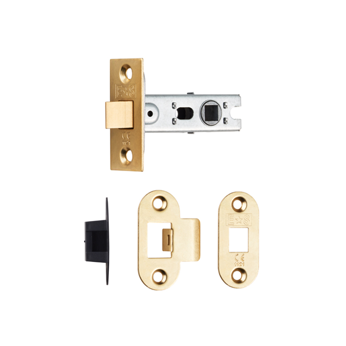 btl1r.jpg Eurospec 64mm Bolt-Through Tubular Latch - 8mm Follower - Electro Brass - Radius - Electro Brassed - Image 1