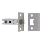 Eurospec 76mm Bolt-Through Tubular Latch - 8mm Follower - Square - Satin Stainless Steel