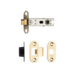 Eurospec 76mm Bolt-Through Tubular Latch - 8mm Follower - Electro Brass - Radius - Electro Brassed