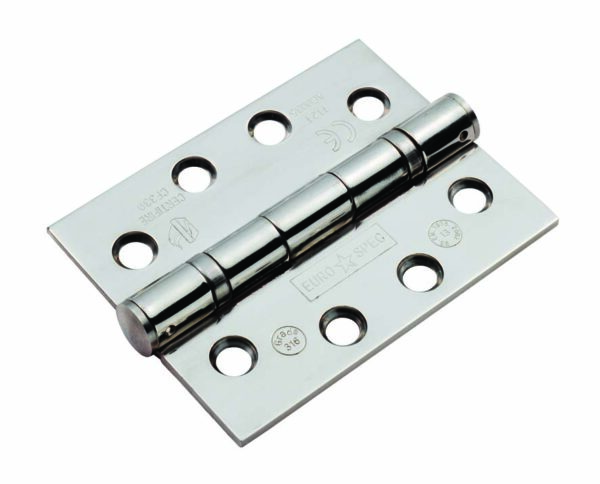 Eurospec 102 x 76 x 3mm Ball Bearing Hinge - Grade 13 - 316 C/W Screws (Pair) - Bright Stainless Steel