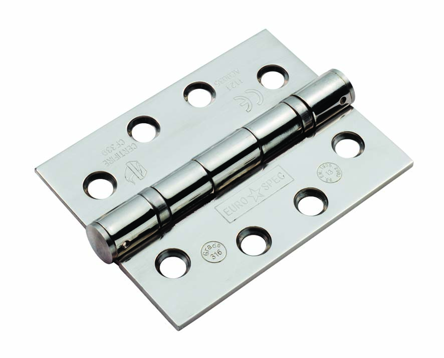 CEN1433/13BSS 001 Eurospec 102 x 76 x 3mm Ball Bearing Hinge - Grade 13 - 316 C/W Screws (Pair) - Bright Stainless Steel - Image 1