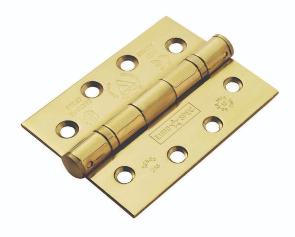 Eurospec 102 x 76 x 3mm Ball Bearing Hinge - Grade 13 - 316 C/W Screws (Pair) - Stainless Brass