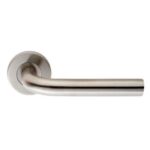 Eurospec Spira Straight Lever on Sprung Push-on Round Rose - Satin Stainless Steel