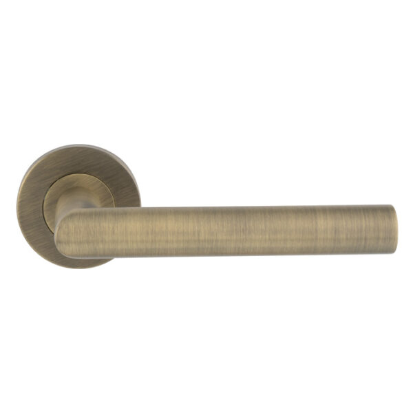 Eurospec Treviri Mitred Lever on Sprung Push-on Round Rose - Antique Brass