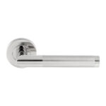 Eurospec Treviri Mitred Lever on Sprung Push-on Round Rose - Bright Stainless Steel/Satin Stainless Steel