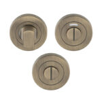 Eurospec Turn & Release - 5mm Spindle - Push-on Round Rose - Optional Indicator - Antique Brass