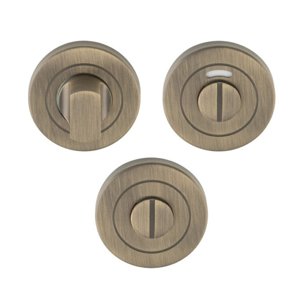 Eurospec Turn & Release - 5mm Spindle - Push-on Round Rose - Optional Indicator - Antique Brass