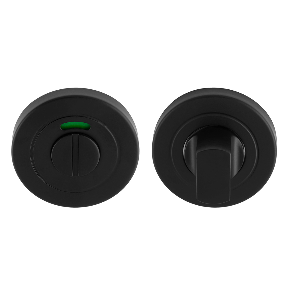 cst1015mb.jpg Eurospec Turn & Release - 5mm Spindle - Push-on Round Rose - Optional Indicator - Matt Black - Image 1
