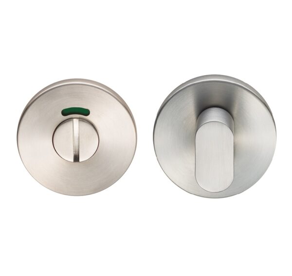 Eurospec Turn & Release - 5mm Spindle - Push-on Round Rose - Optional Indicator - Satin Stainless Steel