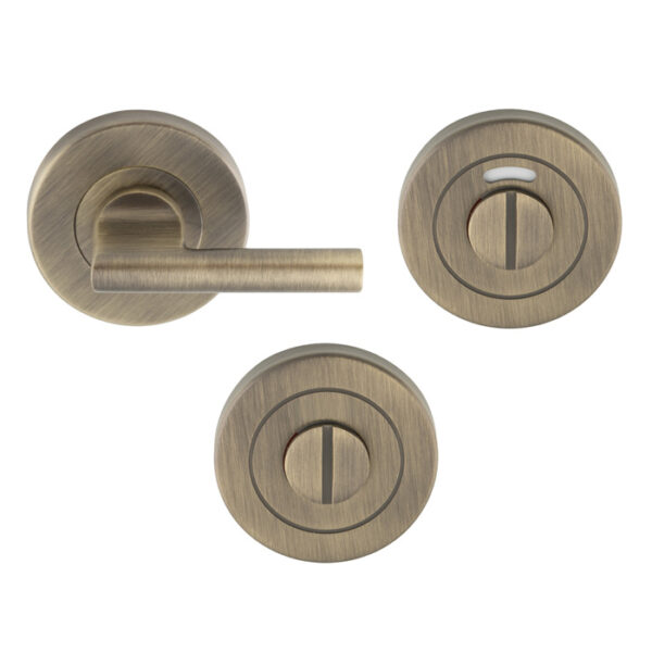 Eurospec Large Turn & Release - 5mm Spindle - Push-on Round Rose - Optional Indicator - Antique Brass