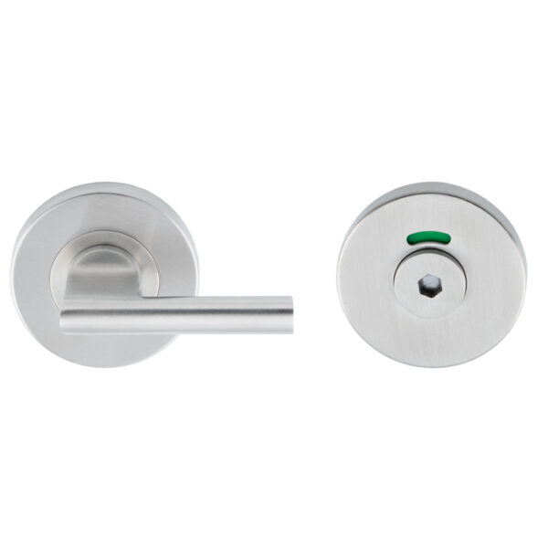Eurospec Large Turn & Hex Release - 5mm Spindle - Push-on Round Rose - Optional Indicator - Satin Stainless Steel