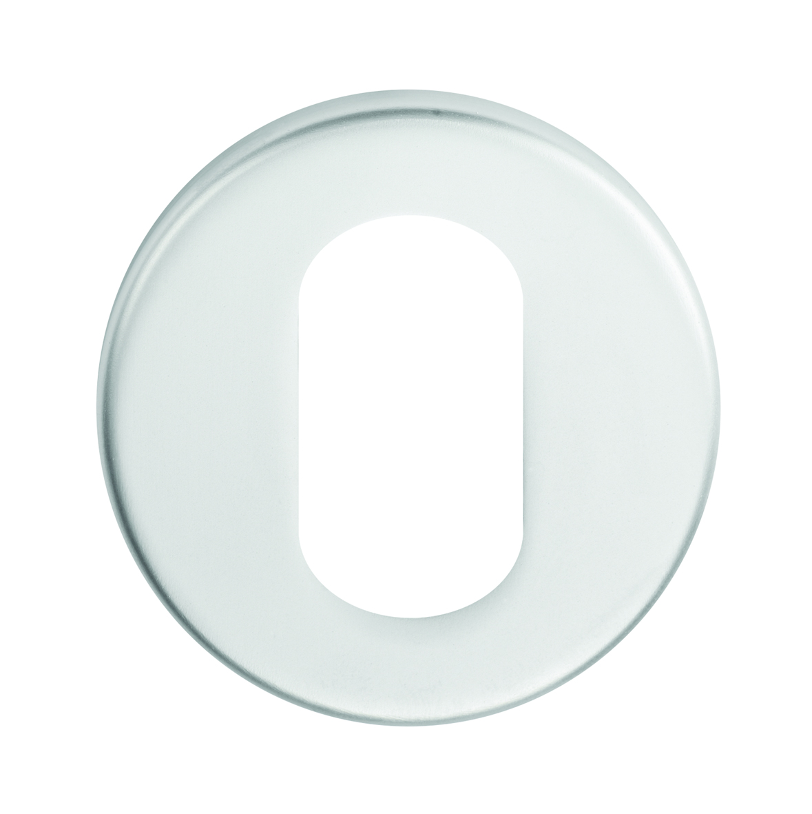 escutcheons 002 Eurospec Escutcheon - Oval Profile - Push-on Round Rose - Satin Stainless Steel - Image 1