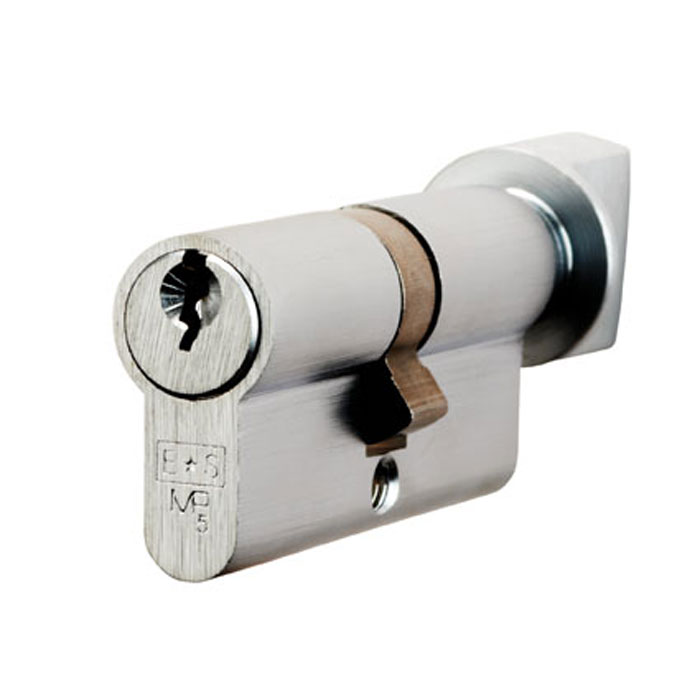 cya71370sc_4.jpg Eurospec Mp5 60/40mm Euro Cylinder & Turn - Ktd - Satin Chrome - Image 1