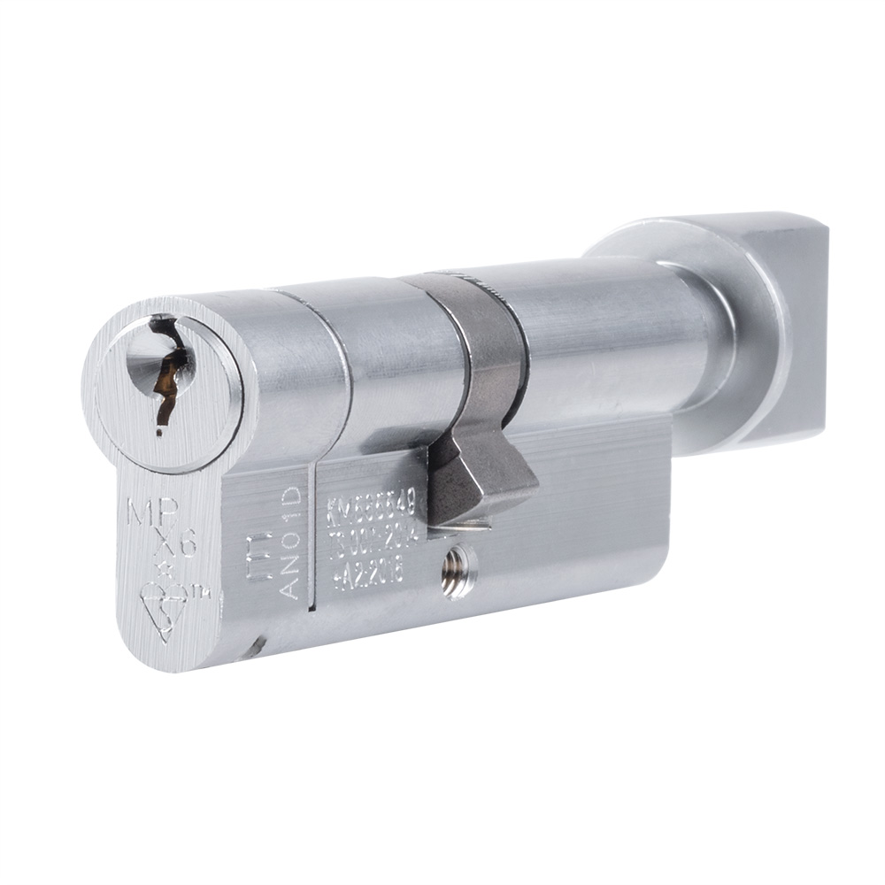 cyx71370sc_2.jpg Eurospec Mpx6 90mm Euro Cylinder & Turn- Ktd - Satin Chrome - Image 1