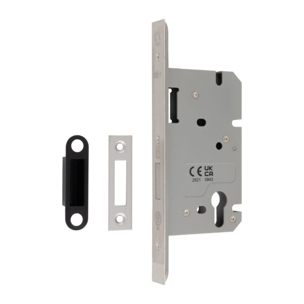 Eurospec 60mm DIN Euro Deadlock - Square - Satin Stainless Steel