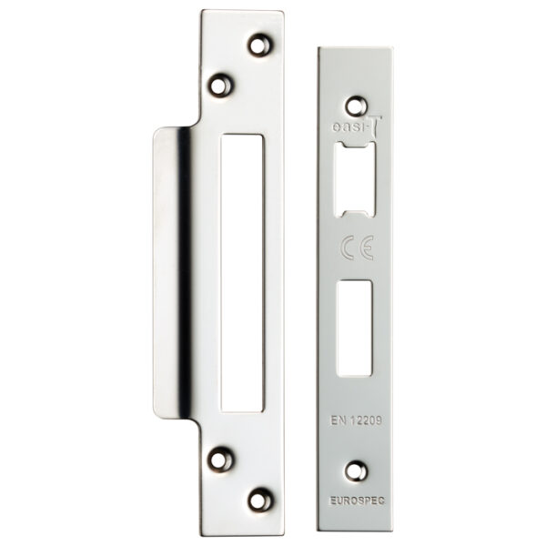 Eurospec Forend Strike & Fixings - Bas/Ess/Lss - Square - Bright Stainless Steel