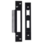 Eurospec Forend Strike & Fixings - Bas/Ess/Lss - Square - Matt Black
