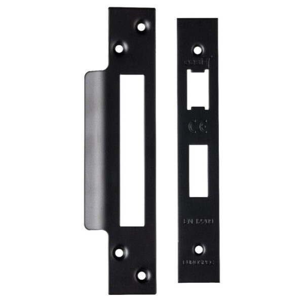 Eurospec Forend Strike & Fixings - Bas/Ess/Lss - Square - Matt Black