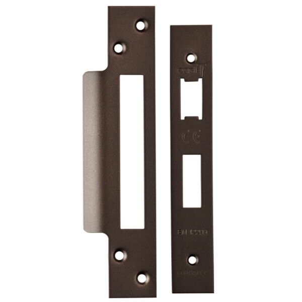 Eurospec Forend Strike & Fixings - Bas/Ess/Lss - Square - Matt Bronze