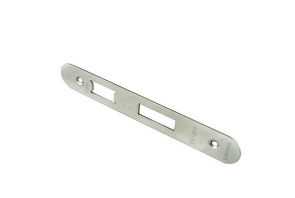 Eurospec Forend Strike & Fixings - Bas/Ess/Lss - Radius - Satin Stainless Steel