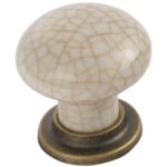 Carlisle Brass Porcelain Knob with Finished Base 35mm - Florentine Bronze/Ivory Crackle Glaze