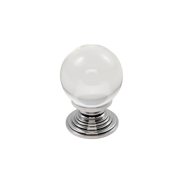 ftd690_2.jpg Carlisle Brass Crystal Ball Knob with Finished Base 27mm - Clear Translucent Chrome - Image 1