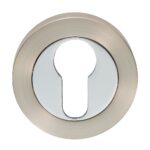 Carlisle Brass Escutcheon - Euro Profile on Concealed Fix Round Rose - Satin Nickel/Polished Chrome