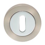 Carlisle Brass Escutcheon - Lock Profile on Concealed Fix Round Rose - Satin Nickel/Polished Chrome
