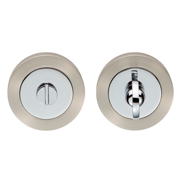 Carlisle Brass Turn & Release - 5mm Spindle - Screw-on Round Rose - Satin Nickel/Polished Chrome