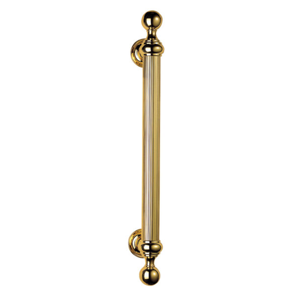Carlisle Brass Pull Handle Reeded Grip (Ornate) on Rose - Polished Brass