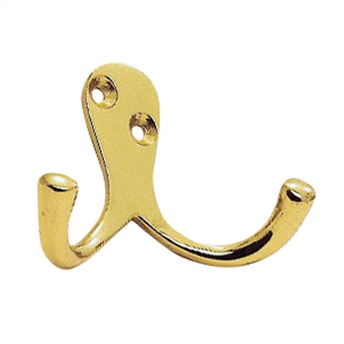 handle_256_2.jpg Carlisle Brass Victorian Double Robe Hook - Polished Brass - Image 1