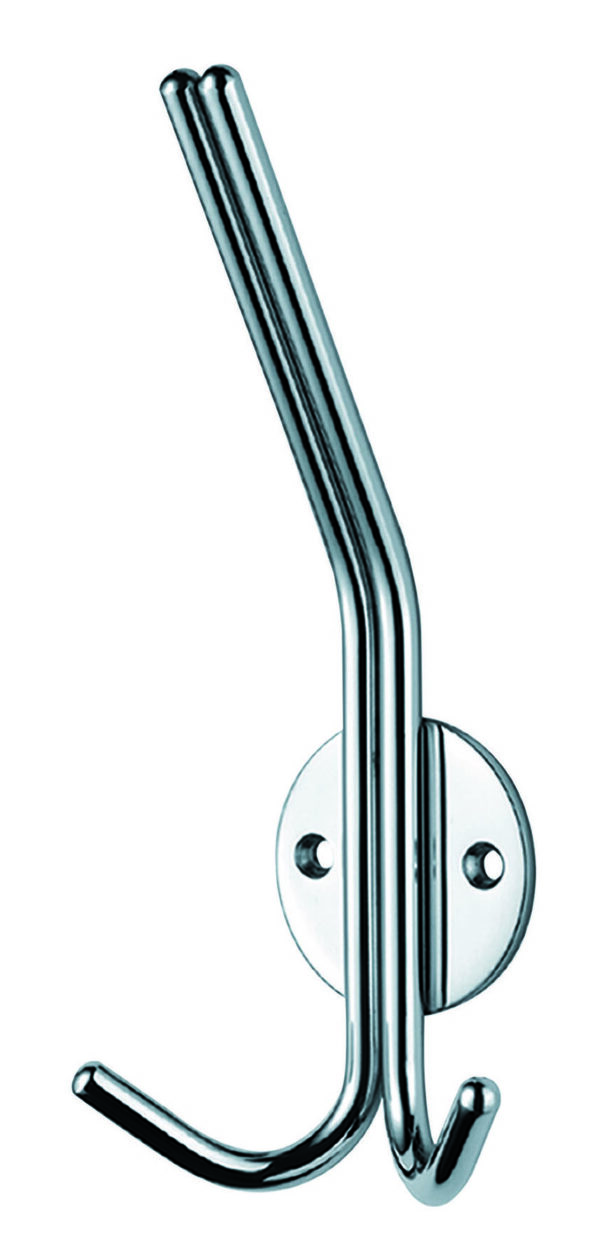 Eurospec Double Hat & Coat Hook - 182mm - Face Fix - Bright Stainless Steel