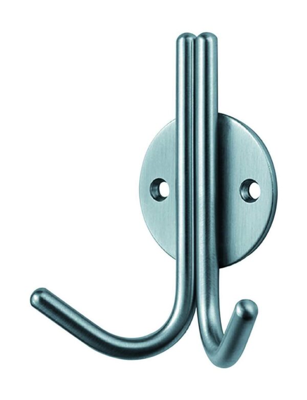Eurospec Double Coat Hook - 100mm - Face Fix - Satin Stainless Steel