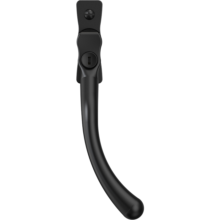 hef25e_1.jpg Mila Heritage Pear Drop Casement Handle - Matt Black, 40mm Pin, L/H - Image 1
