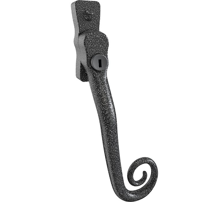 heritage_monkey_tail_heritage_pewter_3787-pd186a_2.jpg Mila Heritage Monkey Tail Casement Handle - Heritage Pewter, 40mm Pin, L/H - Image 1