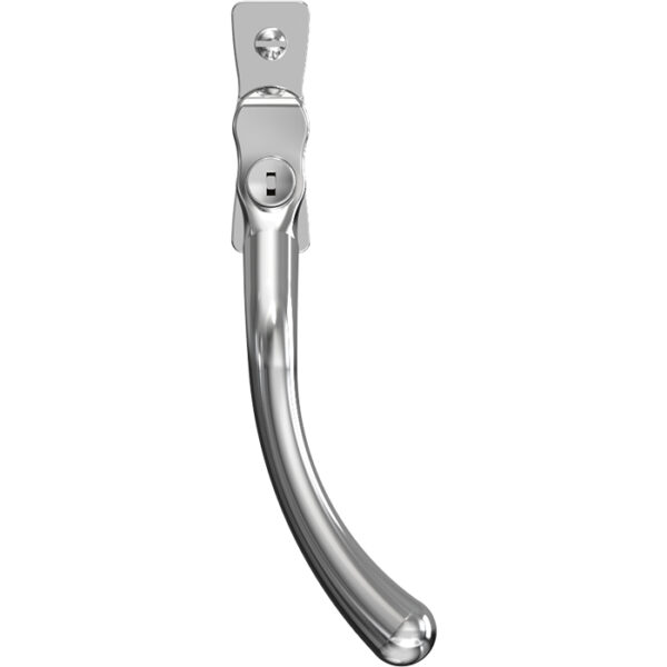 Mila Heritage Pear Drop Casement Handle - Polished Chrome, 40mm Pin, L/H