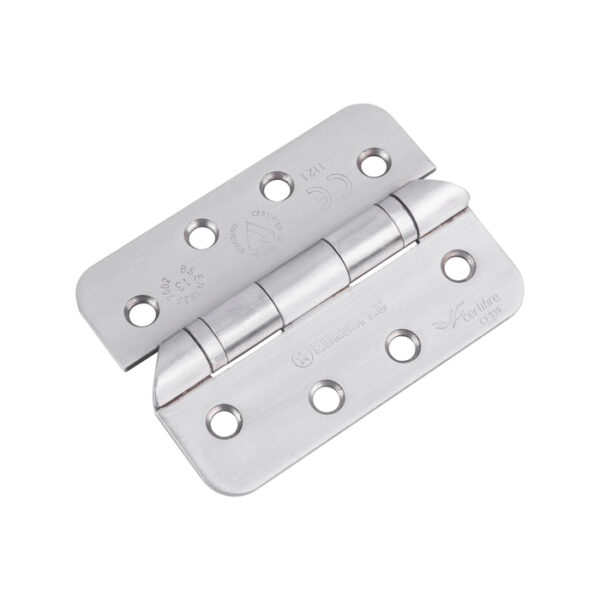 Eurospec 102 x 76 x 3mm Hospital Tip Ball Bearing Hinge Grade 13 C/W Screws - Radius (Pair) - Satin Stainless Steel