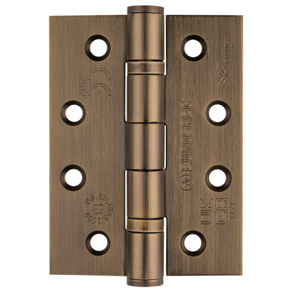 Eurospec 102 x 76 x 3mm Ball Bearing Hinge Grade 13 C/W Screws (Pair) - Antique Brass