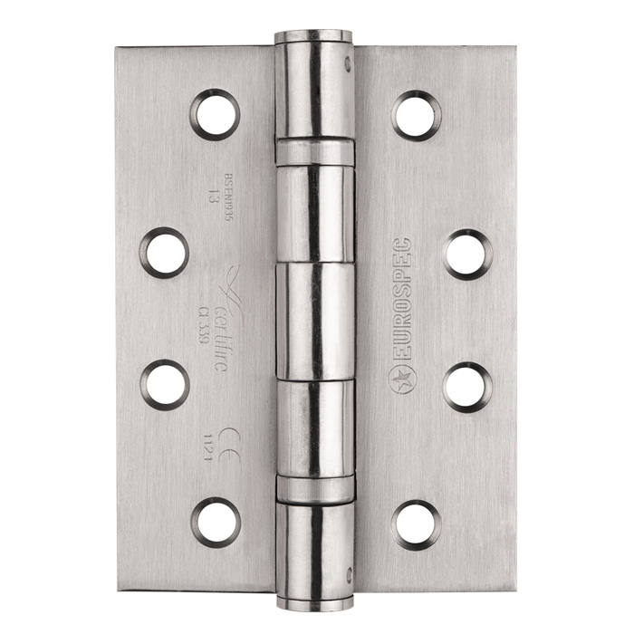 hin1433p_13sss_1.jpg Eurospec 102 x 76 x 3mm Ball Bearing Hinge Grade 13 C/W Screws (Pair) - Satin Stainless Steel - Image 1