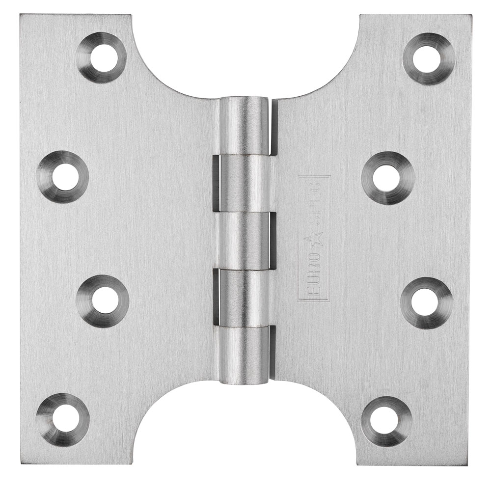 hin3424sc_1.jpg Eurospec 102 x 102 x 4mm Parliament Hinge C/W Screws (Pair) - Satin Chrome - Image 1