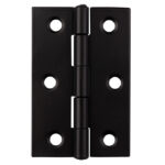 Carlisle Brass 76 x 50 x 1.6mm Fixed Pin Hinge C/W Screws (Pair) - Powder Coat Black