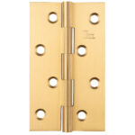 Carlisle Brass 100 x 60 x 2mm Solid Drawn Brass Butt Hinge (Pair) - Satin Brass