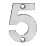 Eurospec 50 x 37 x 2mm - Number 5 - Face Fix - Satin Stainless Steel