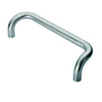 Eurospec 25mm Dia. Cranked Pull Handle - 300mm C/C - Bolt Through Fixing - Satin Stainless Steel