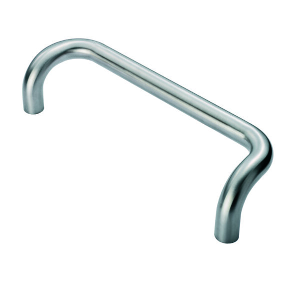 Eurospec 25mm Dia. Cranked Pull Handle - 300mm C/C - Bolt Through Fixing - Satin Stainless Steel