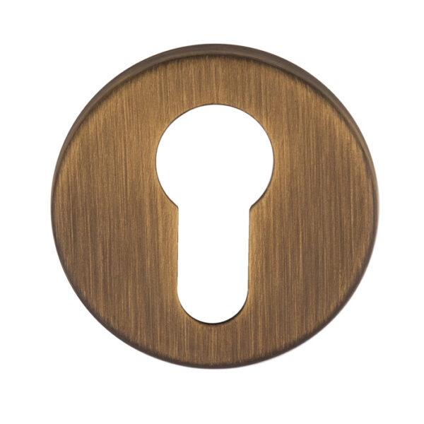 Manital Escutcheon - Euro Profile - Push-on Round Rose Bgo (Brushed Bronze Matt) - Antique Brass