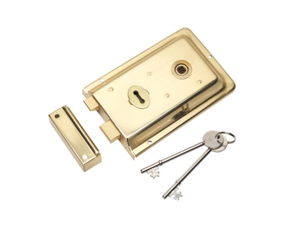 Eurospec 6 x 4" Rim Lock - Dual Handed C/W 2 Keys - Polished Brass
