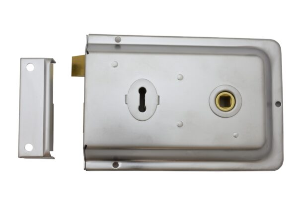 Eurospec 6 x 4" Rim Lock - Dual Handed C/W 2 Keys - Satin Chrome